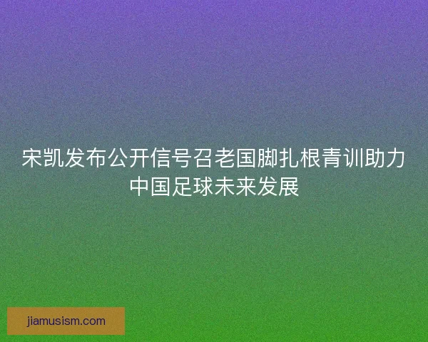 宋凯发布公开信号召老国脚扎根青训助力中国足球未来发展