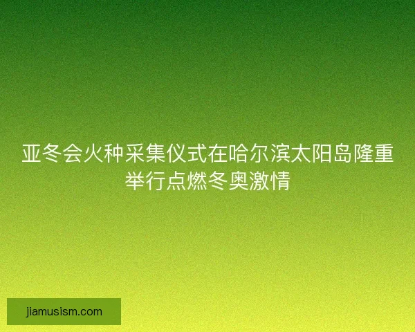 亚冬会火种采集仪式在哈尔滨太阳岛隆重举行点燃冬奥激情 亚冬会火种采集仪式在哈尔滨太阳岛隆重举行点燃冬奥激情