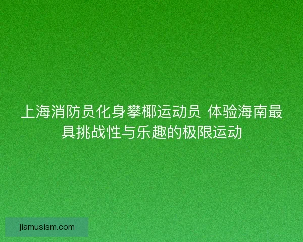 上海消防员化身攀椰运动员 体验海南最具挑战性与乐趣的极限运动